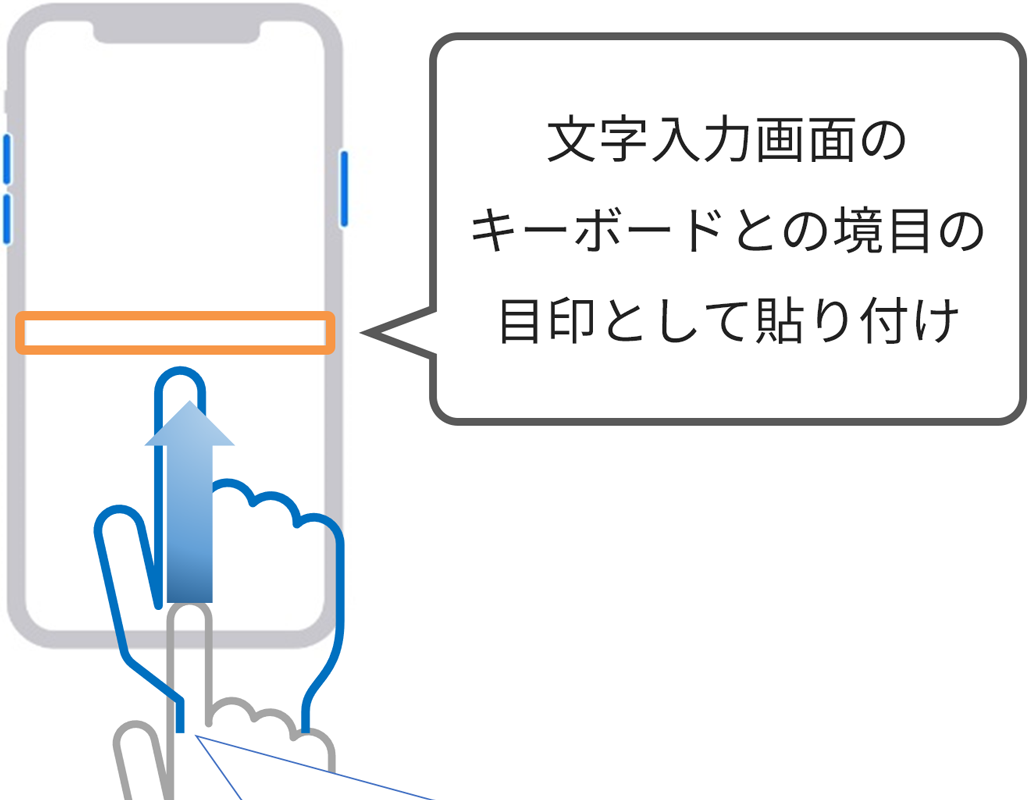 文字入力画面のキーボードとの境目の目印として貼り付け