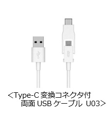 Type-C変換コネクタ付両面USBケーブル U03