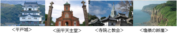 平戸城 田平天主堂 寺院と教会 塩俵の断崖